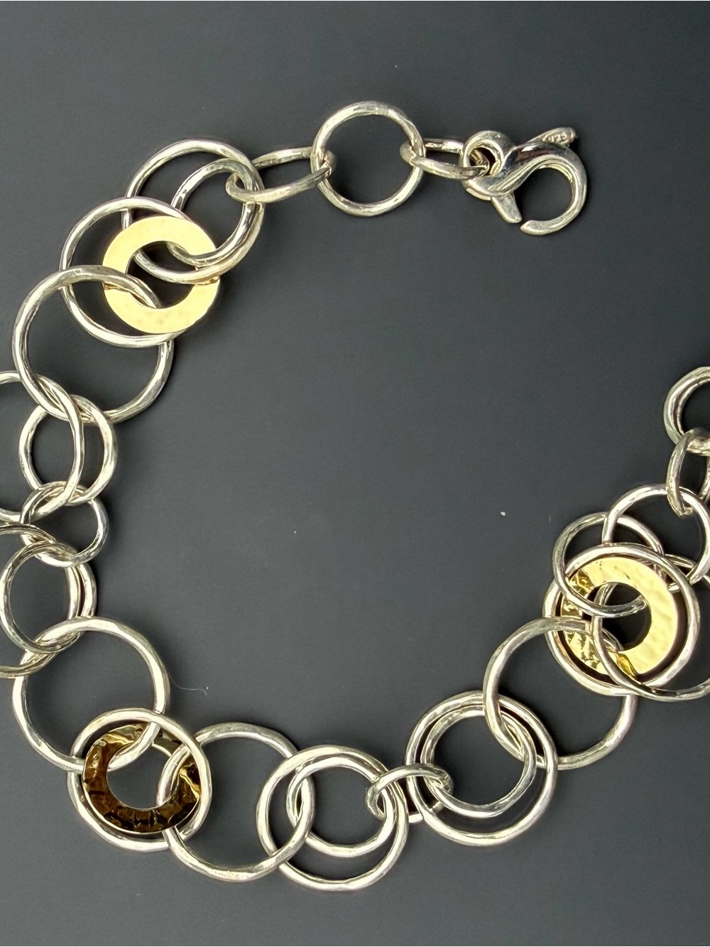Authentic IPPOLITA 18K Gold/Sterling Silver Chimera Classico Hammered Bracelet